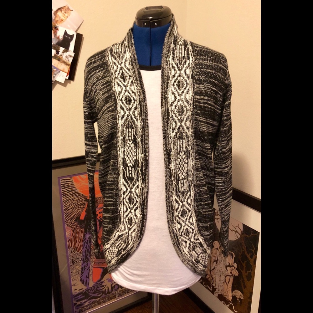 NWOT Angie space dye cardigan with border pattern